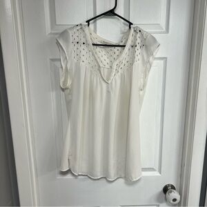 Daniel Rainn Cream Eyelet Blouse